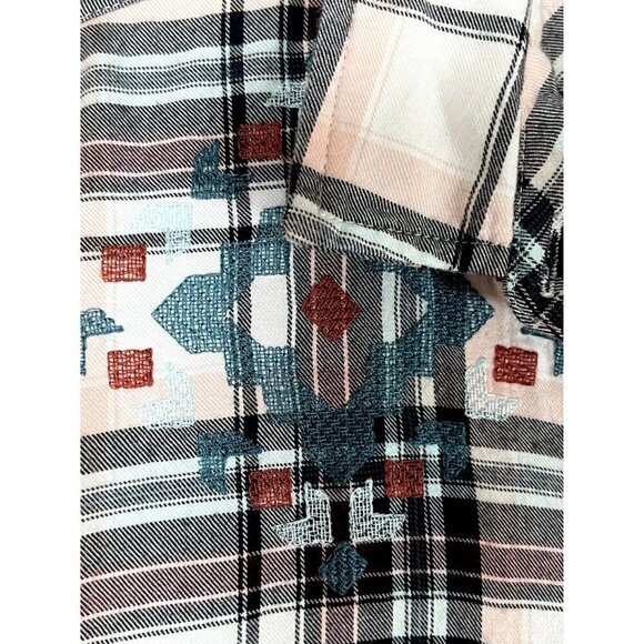 Ariat Plaid Top XL Black Western Cowgirl Rodeo Country Concert Rustic Honky Tonk - Picture 4 of 11